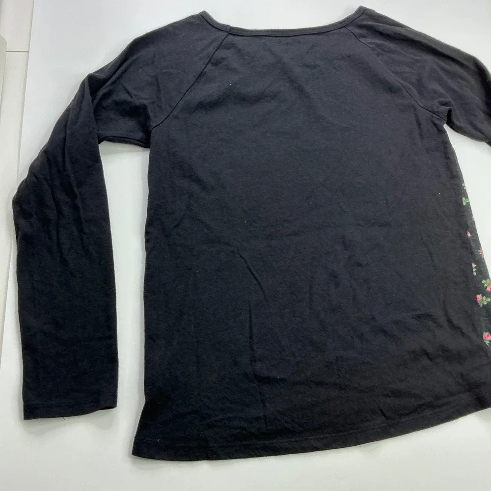 The Children's Place Black Floral Love Sequin Raglan Top Kids Size L 10/12